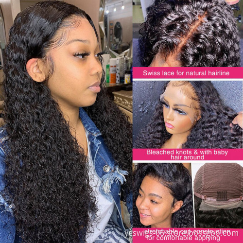 Raw Brazilian Virgin Natural Color Human Hair Water Wave 360 Full Hd Lace Frontal Wig Human Hair Lace Front Wig For Black Women